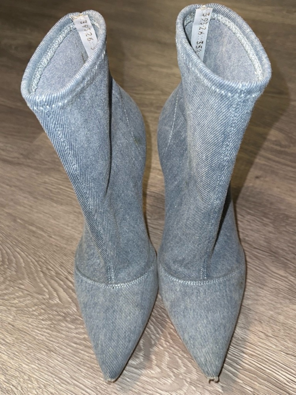 Gianvito Rossi Light Blue Denim Pointed Sock Boots
